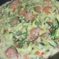 El cooksnap de Carolina Aguilera cuando hizo Tallarines de zapallito italiano con camarones.