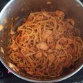 El cooksnap de Julián cuando hizo Espaguetis con salmón y langostinos.
