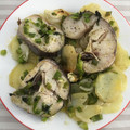 El cooksnap de Sarai Sánchez cuando hizo Rodajas de merluza con patatas cebolla y pimiento.
