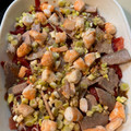 El cooksnap de Eduardo Agudo Alba cuando hizo Ensalada de pimientos asados con ventresca y langostinos.