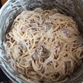El cooksnap de Julián cuando hizo Espagueti carbonara.