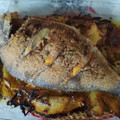 El cooksnap de Noemí cuando hizo Dorada al horno con langostinos y almejas.