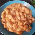 El cooksnap de cocina cuando hizo Ñoquis con almejas y salsa romesco.