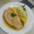 El cooksnap de Angel J. Igual cuando hizo Pechuga de pollo rellena de curry y verduras.
