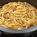 El cooksnap de Jesús Ruiz cuando hizo Spaghetti alla carbonara, receta tradicional.