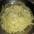 El cooksnap de clarita cuando hizo Espaguetis a la carbonara con champiñones.