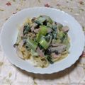 ポコ太さん's cooksnap of when they made ほうれん草とベーコンのクリームパスタ！！.