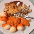 El cooksnap de Daniel González cuando hizo Gallo adobado y empanado con papas cocidas y mojo de pimiento.