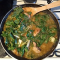 El cooksnap de Aliosha cuando hizo Carne de puerco 🐷 con verdolagas 🌱 en salsa mixta 🍈🍅.
