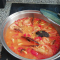 El cooksnap de Gely Perez Castillo cuando hizo Arroz caldoso con pescado.