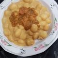 El cooksnap de Ana cuando hizo Ñoquis con crema de calabaza, roquefort y nueces.