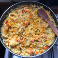 El cooksnap de Christian M. cuando hizo Paella de mariscos.