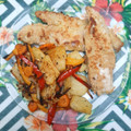 El cooksnap de Patri cuando hizo Filet de merluza en milanesa con verduras al horno.