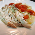 El cooksnap de Sarandonga cuando hizo Rustidera de pescado light, con lechola (pez limón), tomate cherry y trufa.