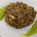 El cooksnap de carmen manzano cuando hizo Tartar de atún con alioli de aguacate.