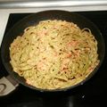 El cooksnap de Ángeles cuando hizo Tallarines verdes con salmón.