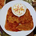 Chandra kamdar का कुकस्नैप जब उन्होंने लेफ़्ट ओवर स्वीट्स ड्राईफ्रूट पराठा (leftover sweet dry fruit paratha recipe in Hindi) बनाया था।