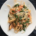 El cooksnap de Charles cuando hizo Espaguetis con calamares y mejillones.