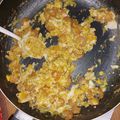 El cooksnap de Jennifer Urrutia Orias cuando hizo Huevo Revuelto con Colitas de Camarón.
