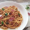 El cooksnap de Montse Casellas - Trasteamos en mi Cocina? cuando hizo Espaguetis con fuet.