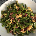 El cooksnap de Sara Borja cuando hizo Judías verdes redondas revueltas con huevos y jamón.
