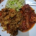 Dorry Khatushiest Libokoyi's cooksnap of when they made Meat balls in tomato Concasee' with stir fried rice.