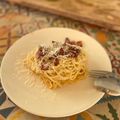 El cooksnap de Irene-Guirao cuando hizo Spaghetti a la carbonara tradicional.