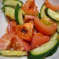 ヨシヨッシー's cooksnap of when they made きゅうりとトマトのめんドレサラダ.