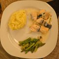 Cooksnap dari YWH untuk resep Creamy Salmon with Mashed Potato and Sauteed Mushroom Asparagus