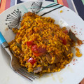 El cooksnap de Débora Cantero Martínez cuando hizo Arroz con churrasco y pollo al curry con aroma de tomillo.