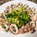 El cooksnap de Maribel cuando hizo Calamares y verduras a la plancha.