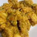 Cooksnap Putri Biru semasa beliau membuat Salted Egg Yogurt Chicken Popcorn.