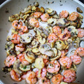 El cooksnap de Félix Nuñez cuando hizo Salteado de champiñones al vino blanco y gambas.
