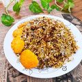 کوک اسنپ Haniye بعد از امتحان کردن پلو شوید با گوشت چرخ کرده.