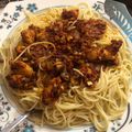 Tis's cooksnap of when they made Chorizo y pollo con spaghetti.