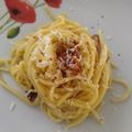 Diego 's cooksnap of when they made Crispy Bacon Spaghetti Carbonara.