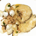 El cooksnap de Sandra cuando hizo Merluza en salsa con gambas y almejas.