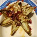 El cooksnap de Javi Sastre cuando hizo Flor de alcachofas con jamón serrano frito.