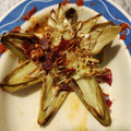 El cooksnap de Javi Sastre cuando hizo Flor de alcachofas con jamón serrano frito.