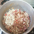 El cooksnap de Percy Bobbio cuando hizo Frejoles con tocino y filete de pescado frito (aderezo simple y saludable).