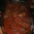 El cooksnap de Lorena Albornoz cuando hizo Chorizo a la pomarola con puré.