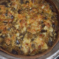 El cooksnap de sandrapaulaborasi cuando hizo Tarta de berenjenas 🍆🍆 con salsa blanca y masa integral.