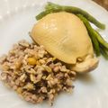 SpottedByD's cooksnap of when they made Ginger Chicken with Bulgur Pilaf and Beans, Hainanese-inspired.