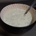 El cooksnap de Laura AO cuando hizo TzatzikiSalsa griega de yogur.