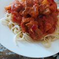El cooksnap de MARA HYUGA 日向一族 cuando hizo Estofado de Bondiola con spaghettis.
