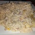 El cooksnap de Uve Maya Bejarano cuando hizo Espaguetis con nata líquida carne picada y piñones.