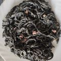 El cooksnap de Vane cuando hizo Espaguetis nero di sepia a la carbonara.