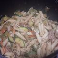 El cooksnap de Jhonatan Oro cuando hizo Pasta Penne con zucchini, brócoli y carne.