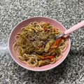 El cooksnap de Florencia cuando hizo Espaguetis con Cerdo agridulce al Wok.