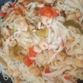 El cooksnap de raquel cuando hizo Noodles de arroz con pollo y verduras con salsa teriyaki.